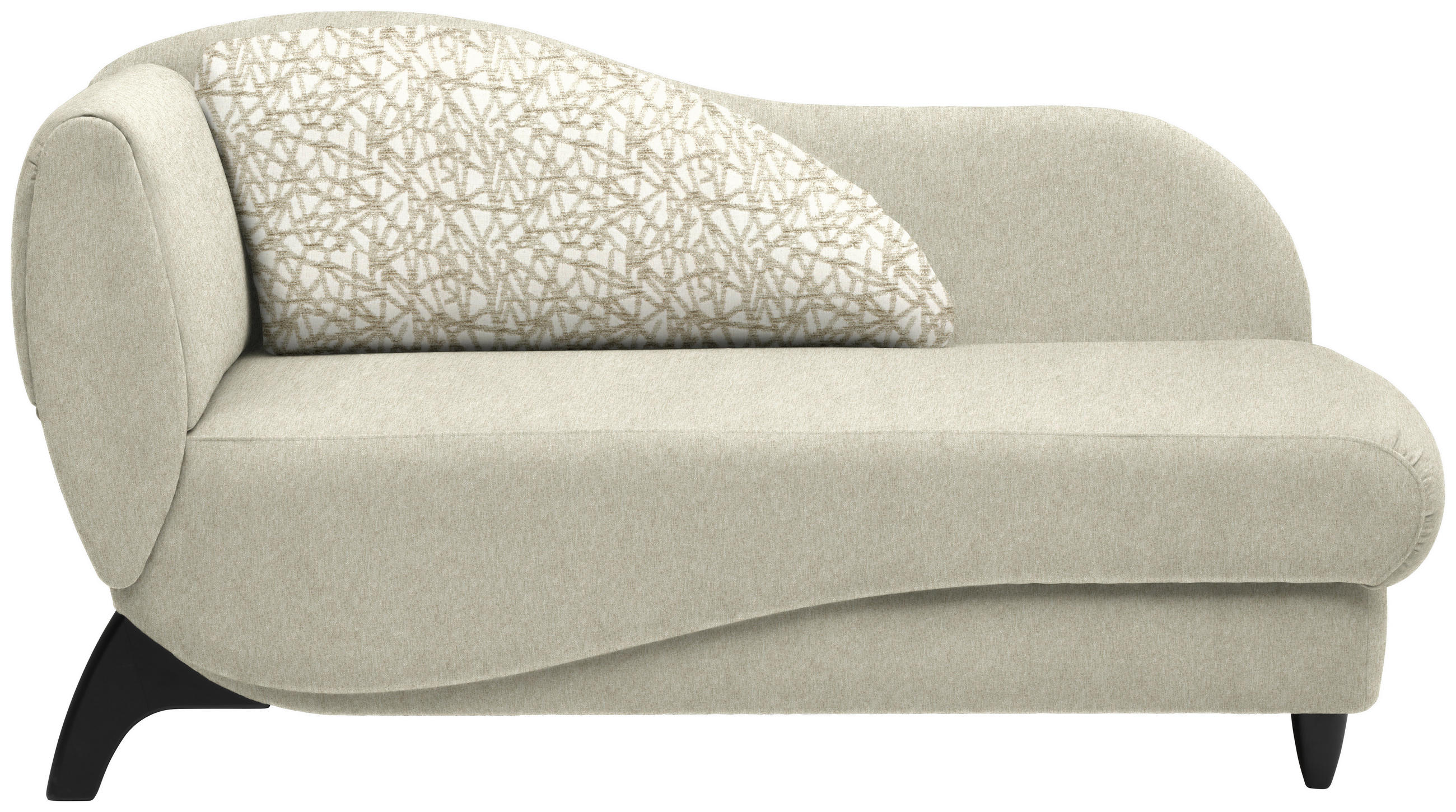 RÉCAMIERE in Webstoff Beige  - Beige/Schwarz, MODERN, Holz/Textil (171-190/87/84cm) - Joka