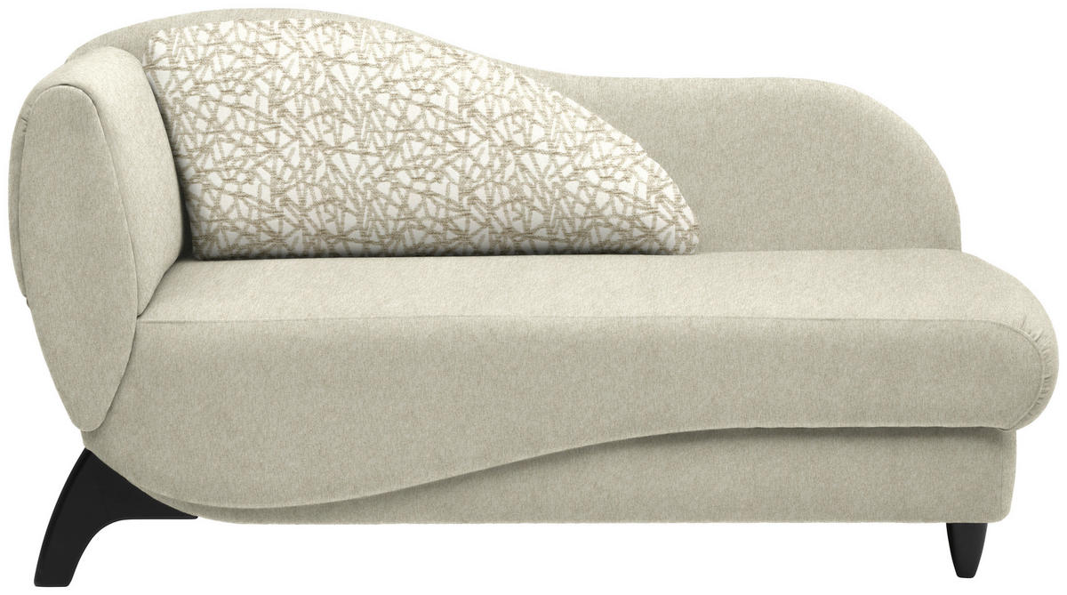 RÉCAMIERE in Webstoff Beige  - Beige/Schwarz, Modern, Holz/Textil (171-190/87/84cm) - Joka