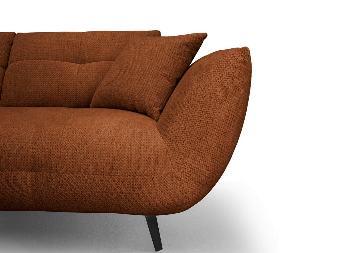ECKSOFA Dunkelorange Chenille Armlehnenkissen, Rücken echt, Sitztiefenverstellung  - Dunkelorange/Schwarz, KONVENTIONELL, Textil/Metall (215/313cm) - Hom`in