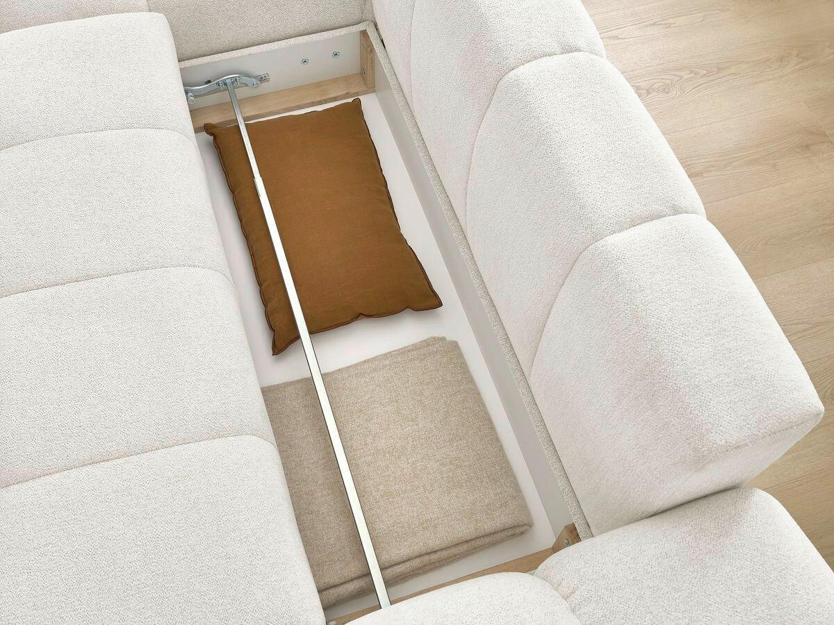 ECKSCHLAFSOFA EVEREST  mit Rücken echt, Armteil links, Armteil rechts Flachgewebe Weiß  - Schwarz/Weiß, MODERN, Kunststoff/Textil (318/180cm) - Livetastic