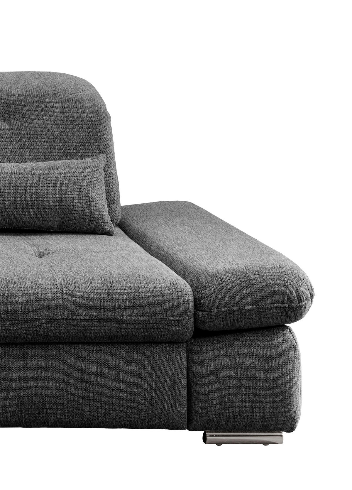 ECKSOFA in Chenille Anthrazit  - Chromfarben/Anthrazit, Design, Textil/Metall (254/280cm) - Livetastic