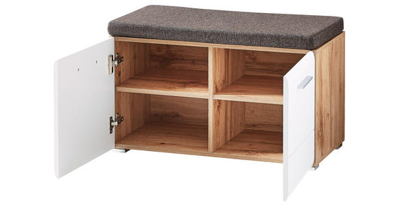 GARDEROBENBANK  in 80/48/37 cm  - Eichefarben/Silberfarben, KONVENTIONELL, Holzwerkstoff/Kunststoff (80/48/37cm) - Voleo