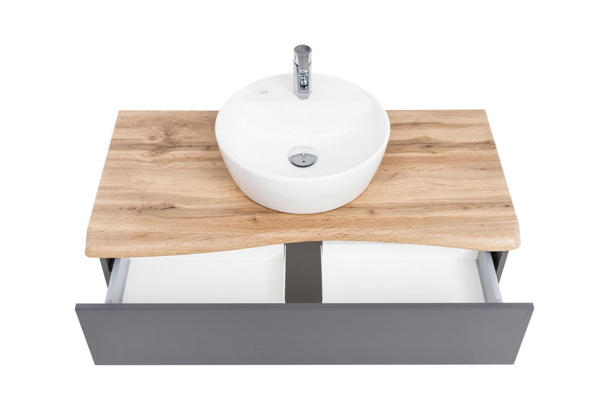 WASCHTISCHKOMBI 101 cm  - Graphitfarben/Grau, Natur, Holzwerkstoff (101cm) - Xora