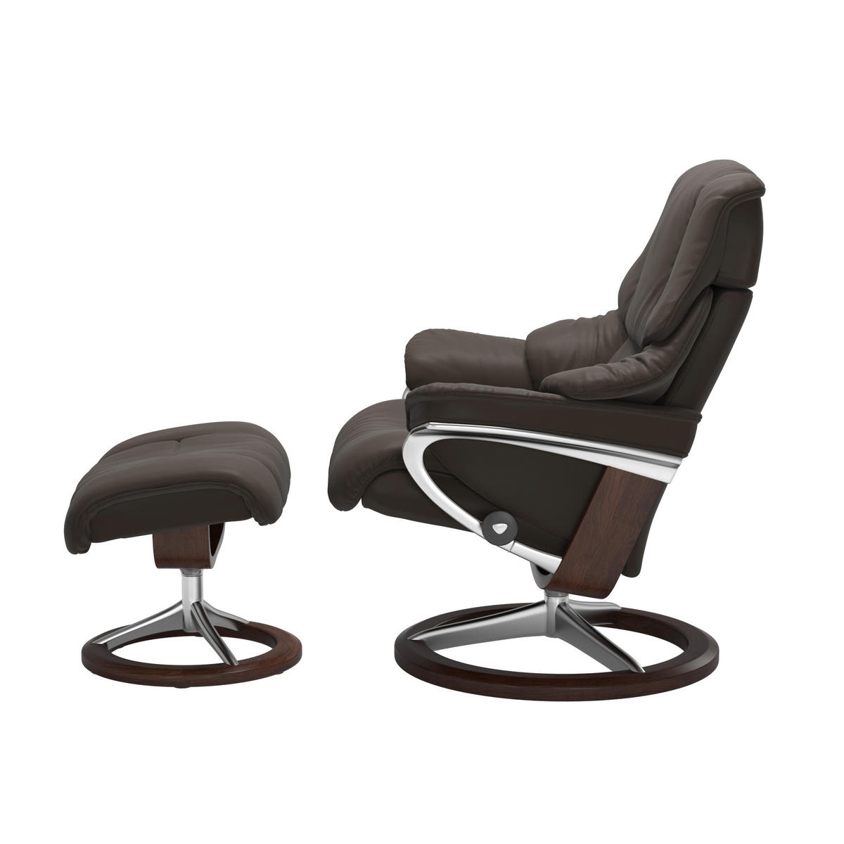 RELAXSESSELSET in Holz, Leder Braun, Dunkelbraun  - Dunkelbraun/Alufarben, Design, Leder/Holz (83/100-110/76cm) - Stressless