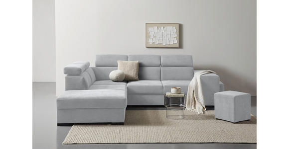 ECKSOFA  in Webstoff Hellgrau  - Hellgrau/Schwarz, KONVENTIONELL, Holz/Textil (244/283cm) - Carryhome