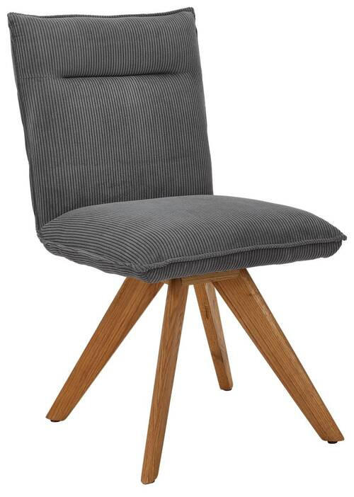 STUHL Feincord Anthrazit Wildeiche massiv  - Wildeiche/Anthrazit, Design, Holz/Textil (47/87/62cm) - Johann Jakob