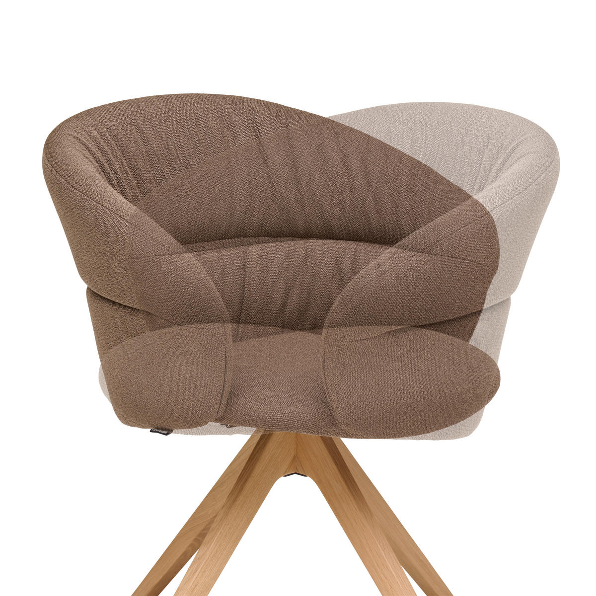 ARMLEHNSTUHL  Lederauswahl, Stoffauswahl, Sitzfläche 360° drehbar, Gestellauswahl Webstoff  Braun, Wildeiche  - Wildeiche/Braun, Design, Holz/Textil (66/81/63cm) - Venjakob