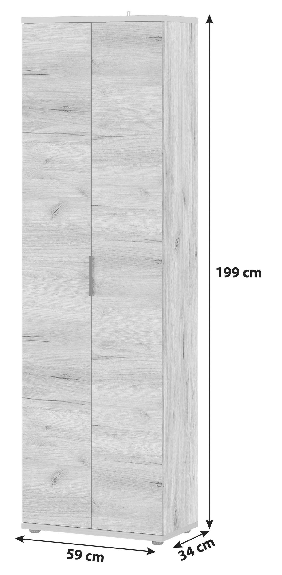 GARDEROBENSCHRANK  in 59/199/34 cm  - Eichefarben/Schwarz, KONVENTIONELL, Holzwerkstoff/Metall (59/199/34cm) - Germania