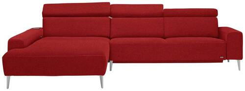 ECKSOFA in Webstoff Rot  205/308 cm  - Rot/Alufarben, Design, Textil/Metall (205/308cm) - Sedda