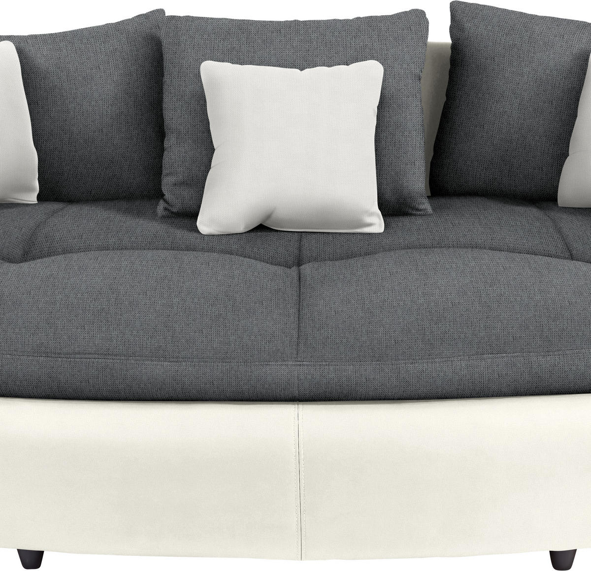 MEGASOFA in Lederlook, Mikrofaser Grau, Weiss  - Weiss/Schwarz, Lifestyle, Textil (238/80/140cm) - MID.YOU