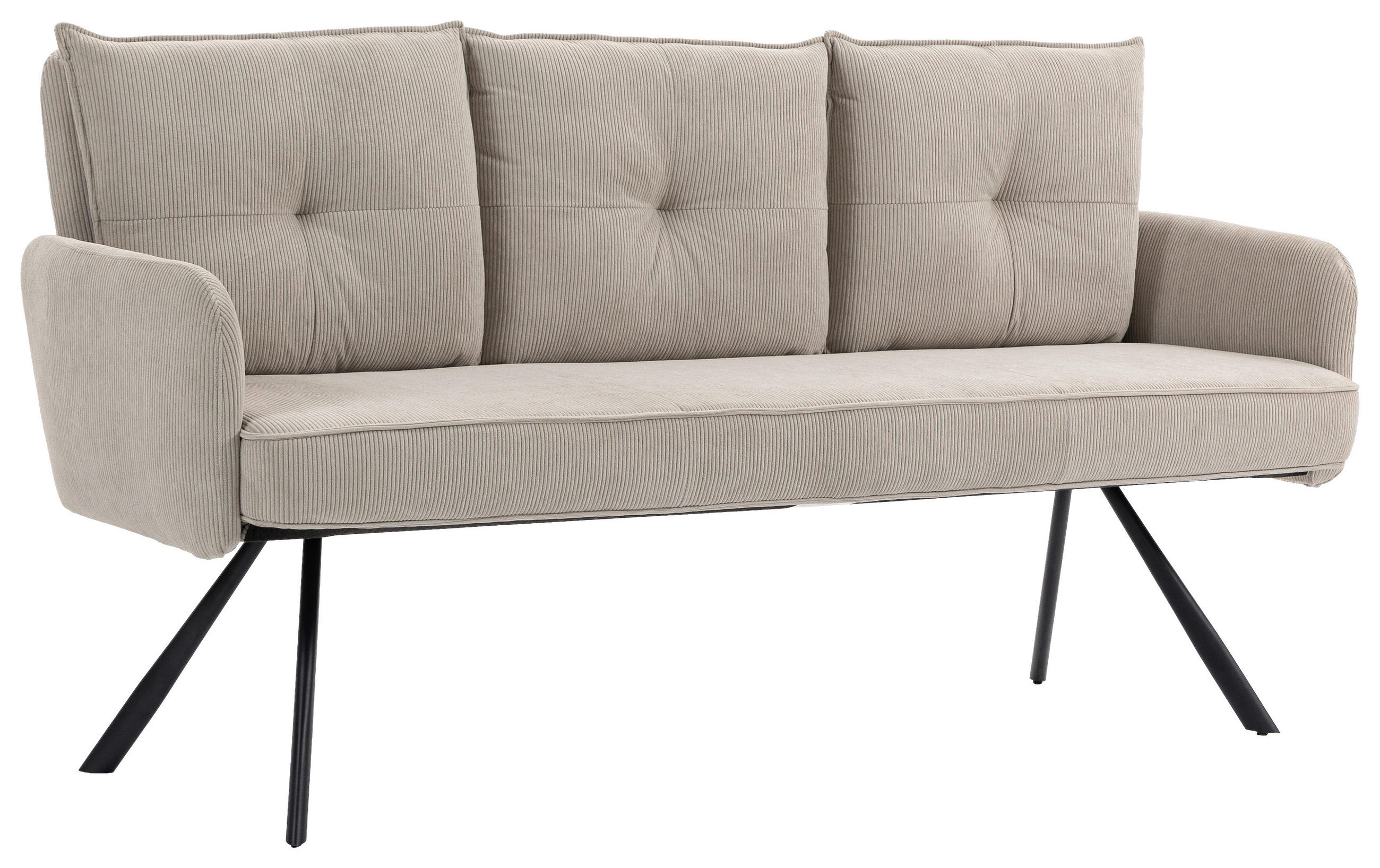 SITZBANK 180/93/67 cm Cord Beige Metall  - Beige/Schwarz, Design, Textil/Metall (180/93/67cm) - Novel