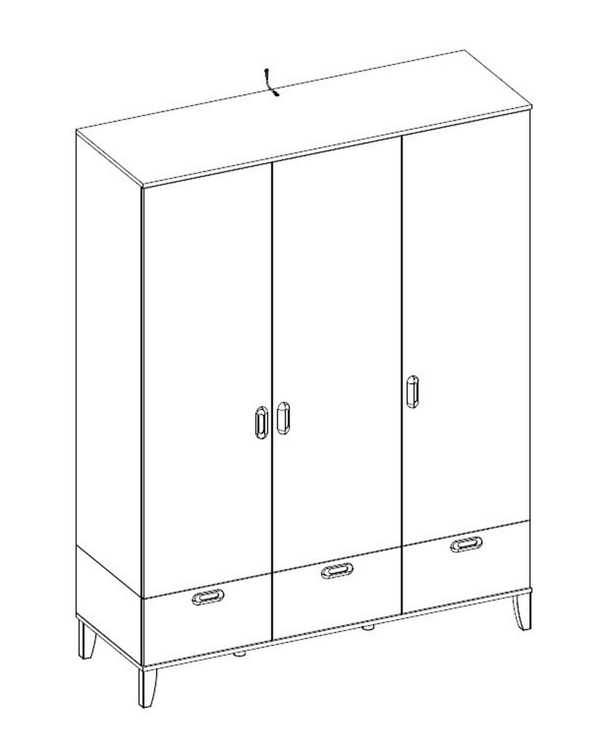 BABYKLEIDERSCHRANK Grau, Weiß, Wildeiche  - Wildeiche/Weiß, Basics, Holz (152/207/52cm) - Jimmylee