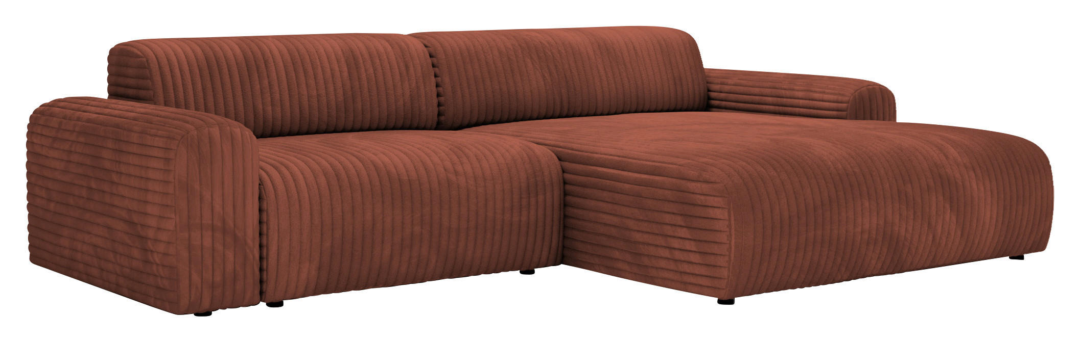 ECKSOFA in Cord Bronzefarben  - Schwarz/Bronzefarben, Design, Kunststoff/Textil (292/178cm) - Livetastic