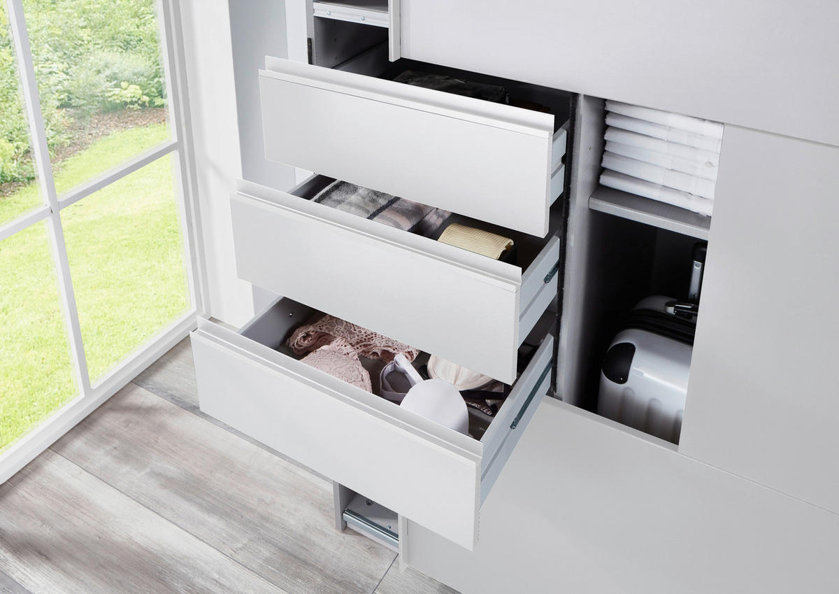 SCHIEBETÜRENSCHRANK 313/208/64 cm 3 Tür(en)-türig  - Klar/Weiß, KONVENTIONELL, Glas/Holzwerkstoff (313/208/64cm) - P & B