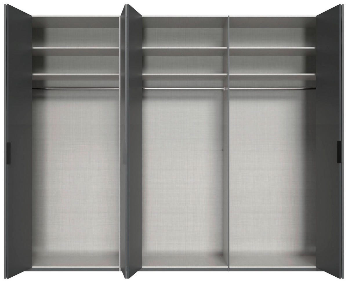 FALTTÜRENSCHRANK 300/236/58 cm 3-türig Graphitfarben  - Schwarz/Graphitfarben, Design, Glas/Holzwerkstoff (300/236/58cm) - Boxxx