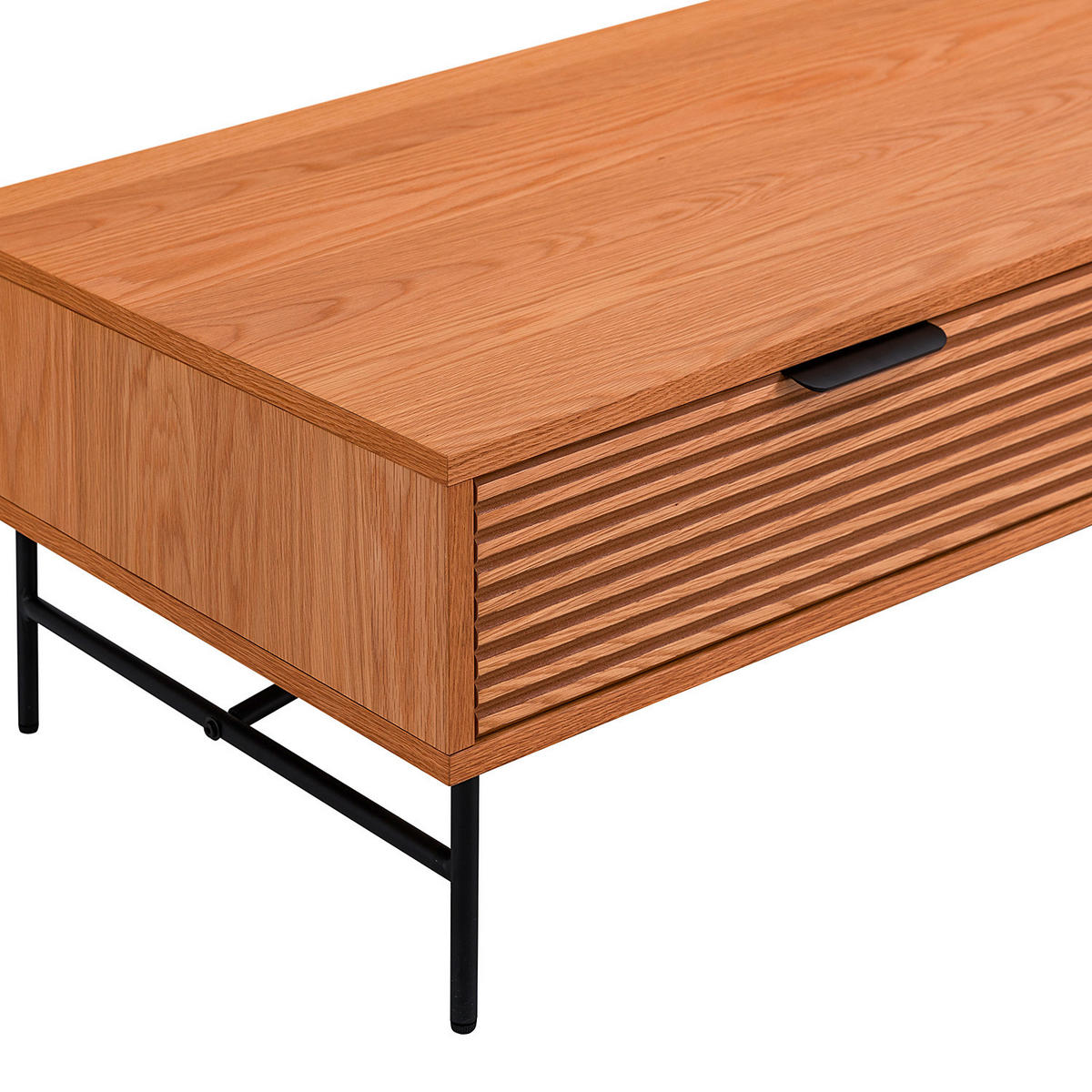 COUCHTISCH Eiche furniert 120/60/40 cm rechteckig Schwarz, Eichefarben  - Eichefarben/Schwarz, MODERN, Holz/Holzwerkstoff (120/60/40cm) - home24
