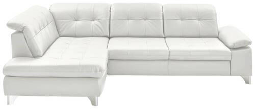 ECKSOFA in Echtleder Weiss  - Weiss, Basics, Leder/Metall (211/309cm) - Beldomo Speed