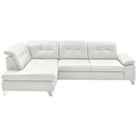 ECKSOFA in Echtleder Weiss  - Weiss, Basics, Leder/Metall (211/309cm) - Beldomo Speed
