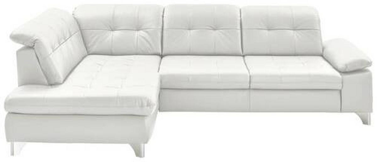 ECKSOFA in Echtleder Weiss  - Weiss, Basics, Leder/Metall (211/309cm) - Beldomo Speed