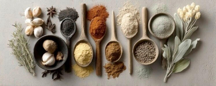 Euroart Glasbild Collage Of Herbs And Spices V Mehrfarbig 50x125x1.40 cm