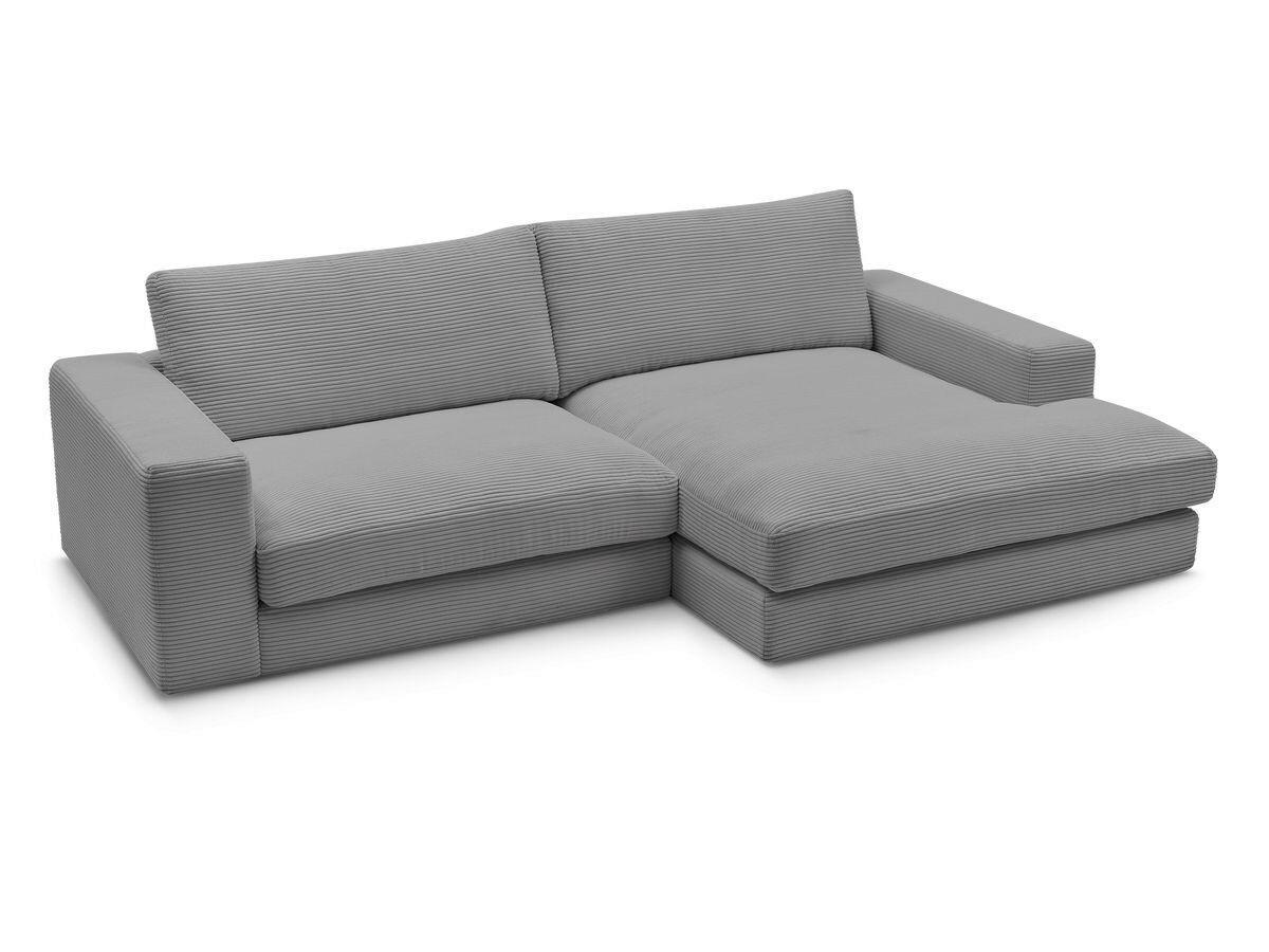 ECKSOFA  LEONARD Dunkelgrau Cord  - Dunkelgrau/Schwarz, MODERN, Kunststoff/Textil (274/159cm)