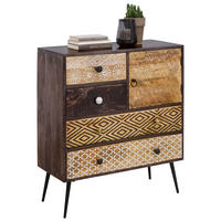 KOMMODE , 80/90/35 cm, 4 Schublade(n)  - Goldfarben/Multicolor, LIFESTYLE, Holz/Metall (80/90/35cm) - Landscape
