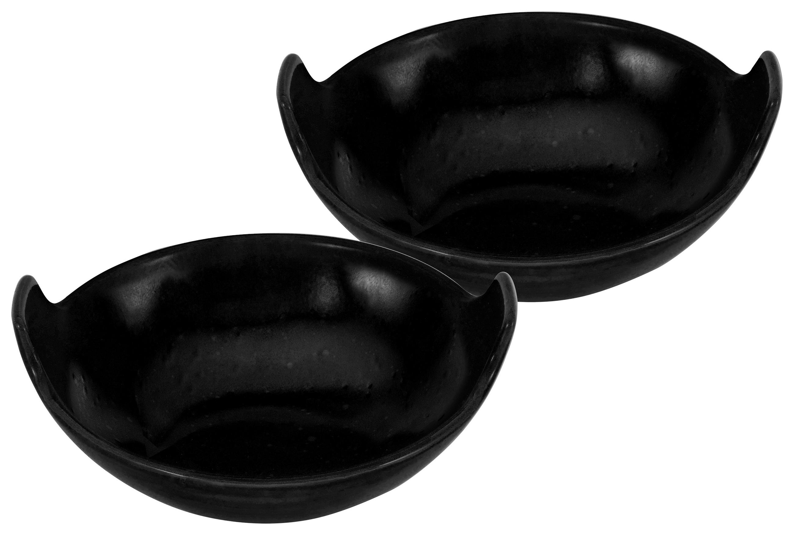 Schüsselset Steinzeug Schwarz 2--Teilig. Bxh: 17x15,5 Cm