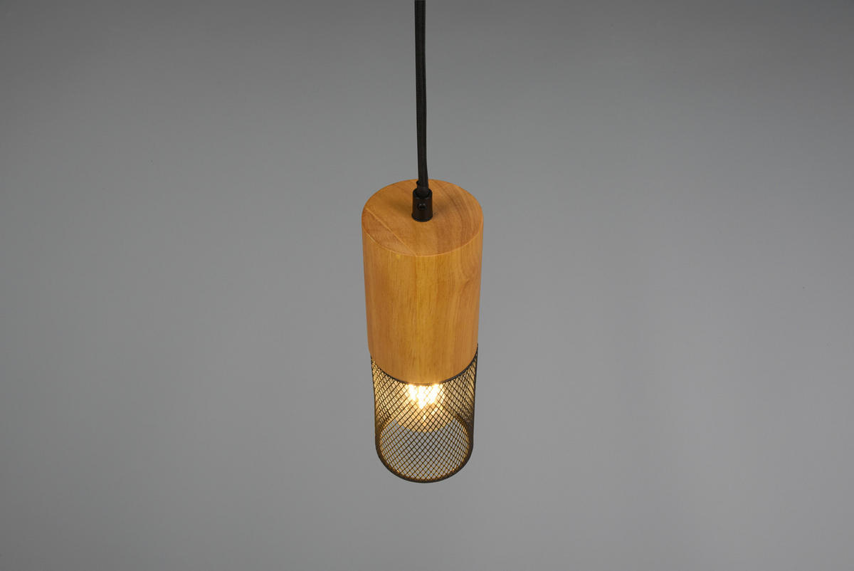 SCHIENENSYSTEM-HÄNGELEUCHTE 8,0/180 cm   - Schwarz, Natur, Holz/Metall (8,0/180cm) - Trio Leuchten