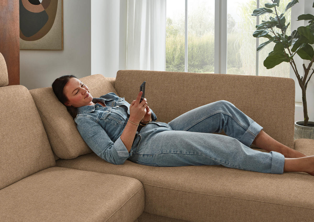 ECKSOFA  Chenille Altrosa  - Schwarz/Altrosa, Design, Textil/Metall (239/182cm) - Beldomo Comfort