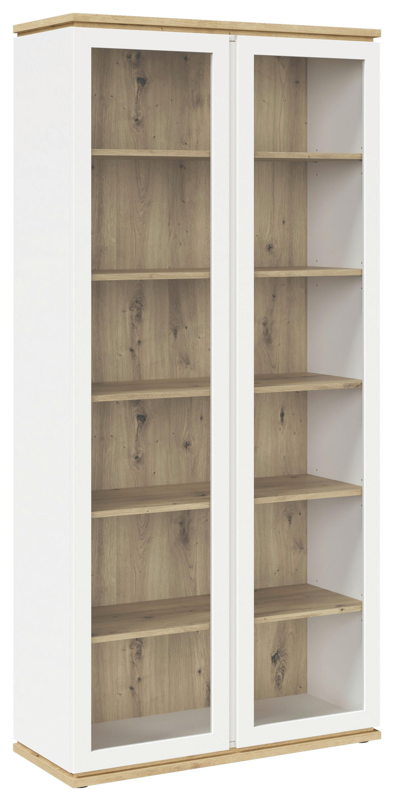 Xora Vitrine Weiß, Eiche Artisan 94x197x38 cm