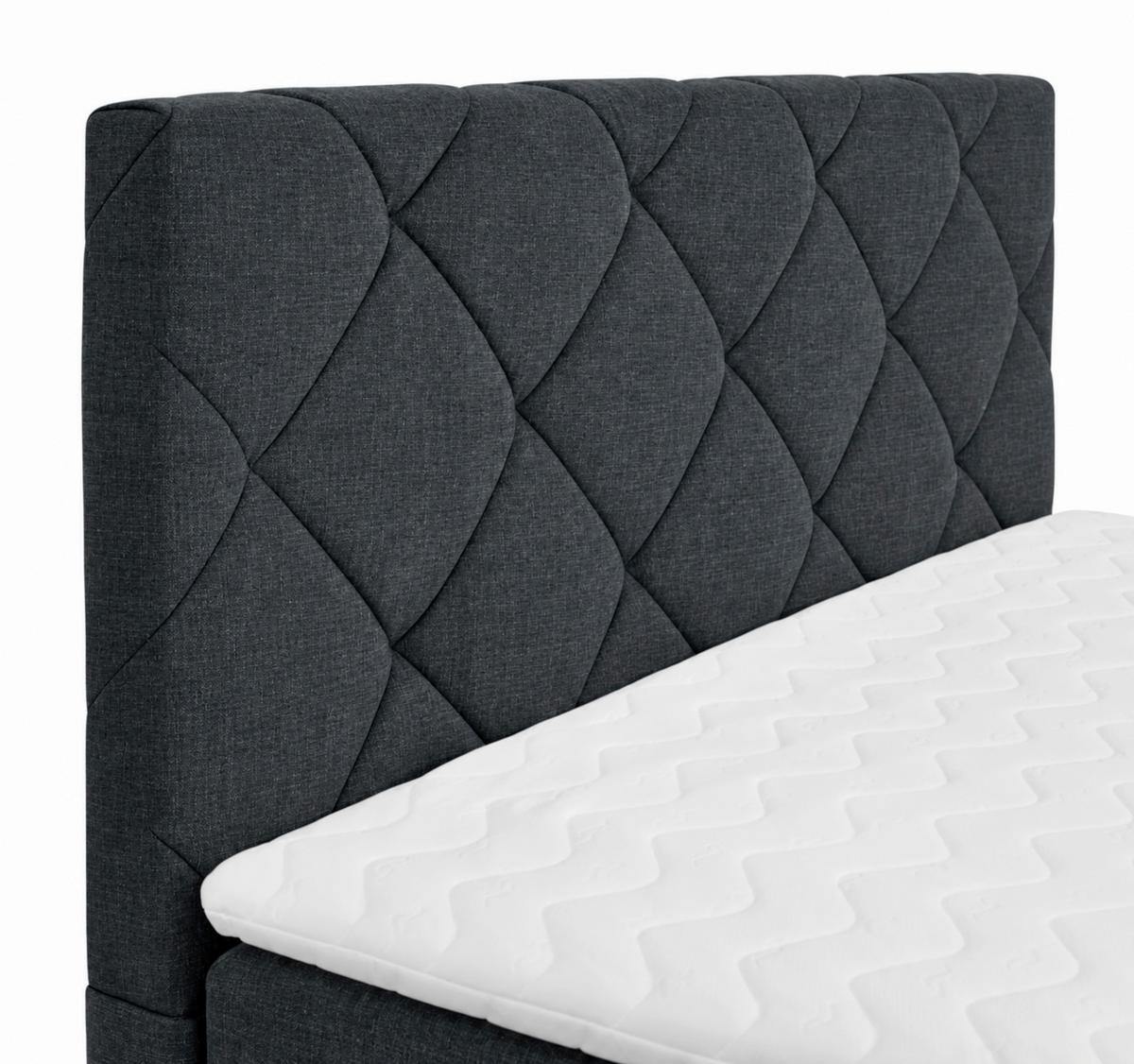 BOXBETT 160/200 cm,  in Anthrazit, Bettkasten, Topper, H3 + H3 = fest  - Anthrazit/Schwarz, MODERN, Holz/Textil (160/200cm) - MID.YOU