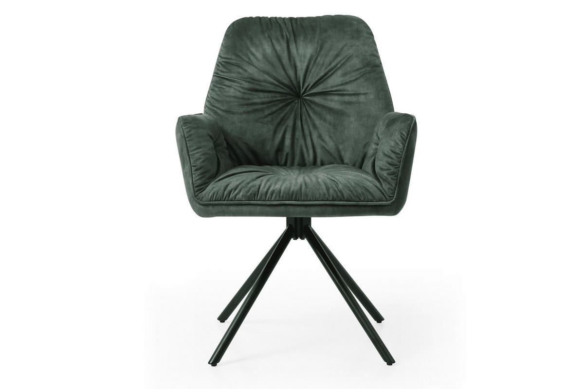 ARMLEHNSTUHL  in Samt, Velours  - Dunkelgrün/Schwarz, MODERN, Textil/Metall (61/90/59cm) - Livetastic