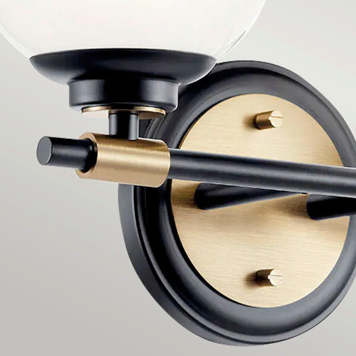 BADEZIMMER-WANDLEUCHTE   - Champagner/Schwarz, KONVENTIONELL, Glas/Metall (22,2/37,3/16.6cm) - Elstead Lighting