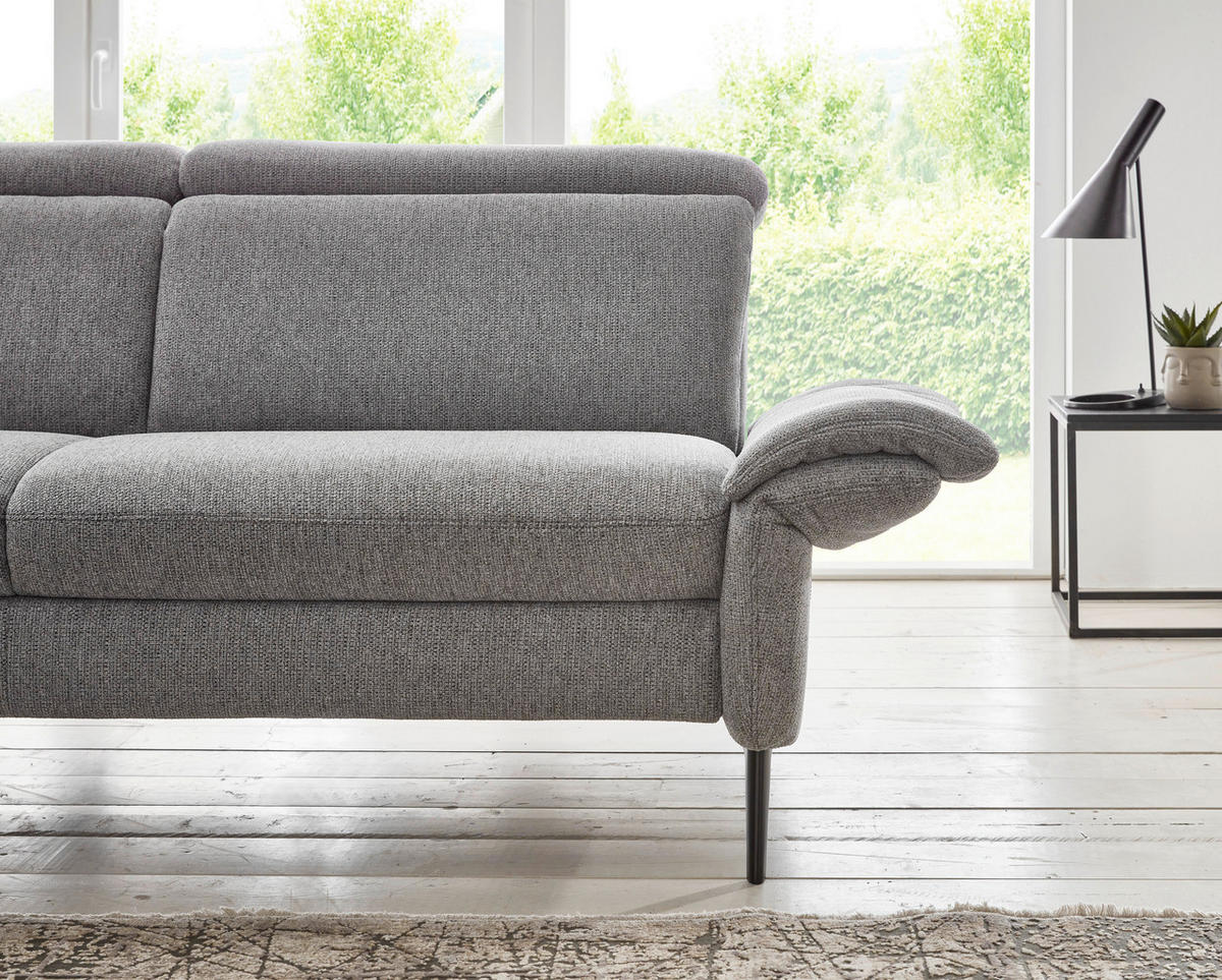 ECKSOFA in Struktur Grau  - Schwarz/Grau, Modern, Textil/Metall (235/275cm) - Cantus