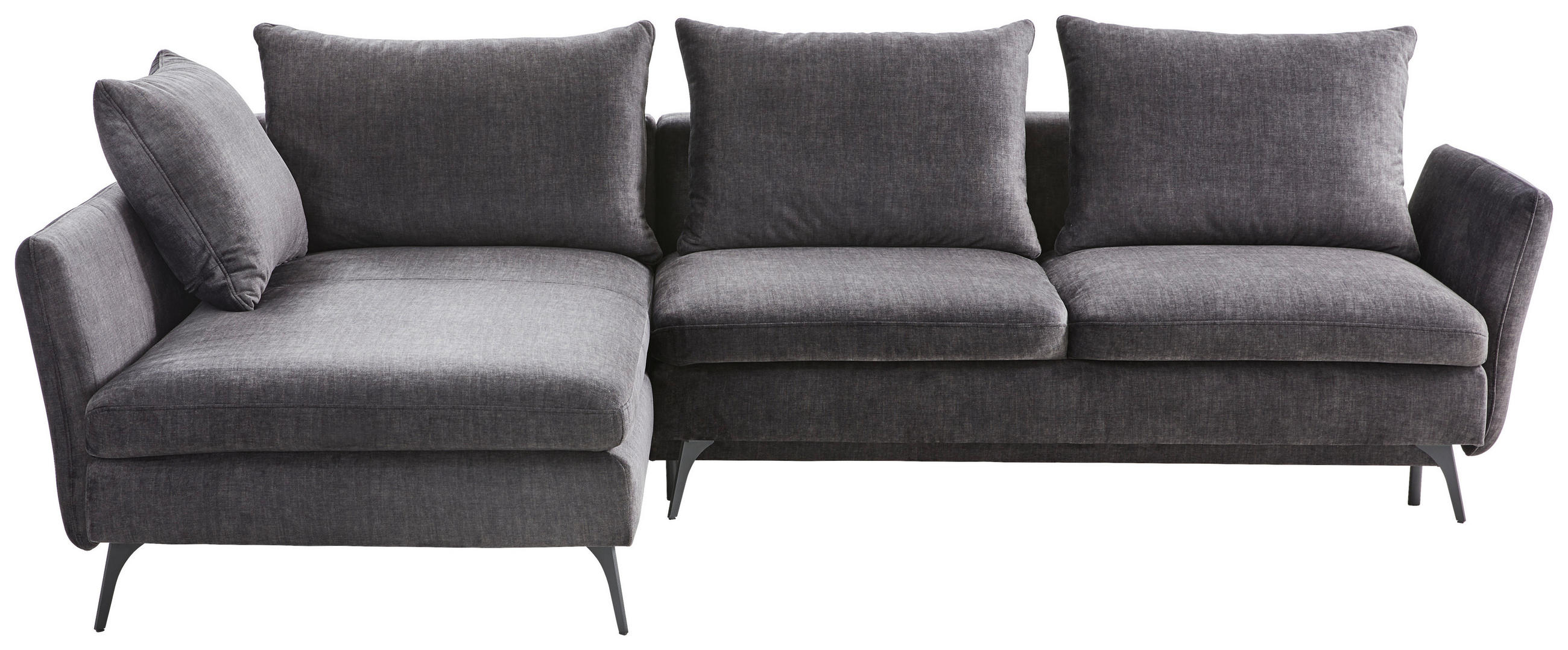 ECKSOFA inkl.Funktionen Dunkelgrau Webstoff  - Dunkelgrau/Schwarz, Design, Textil/Metall (182/282cm)