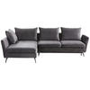 ECKSOFA inkl.Funktionen Dunkelgrau Webstoff  - Dunkelgrau/Schwarz, Design, Textil/Metall (182/282cm)