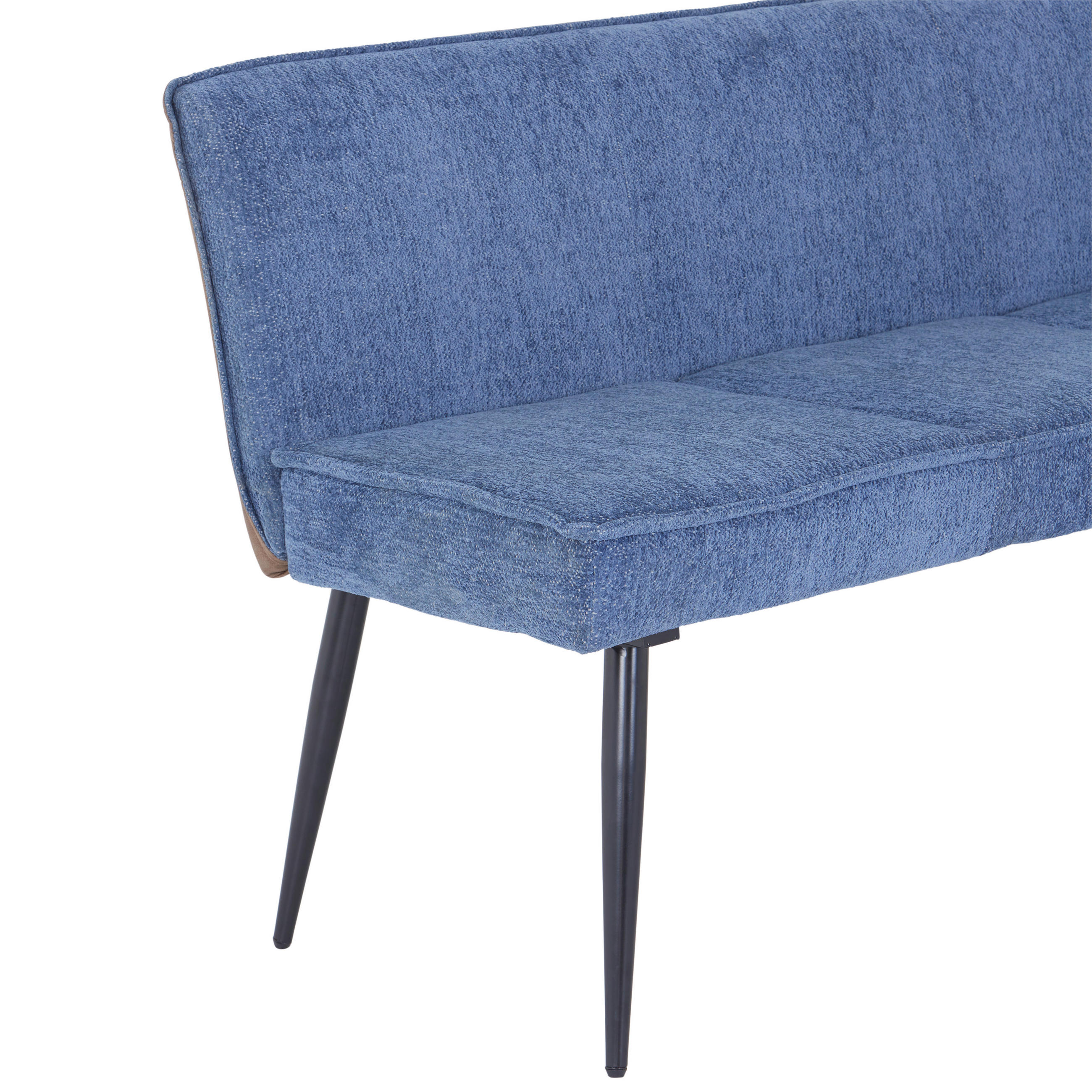 ECKBANK 154/194 cm Webstoff, Leinenoptik Blau, Braun   - Blau/Schwarz, MODERN, Textil/Metall (154/194cm) - MID.YOU