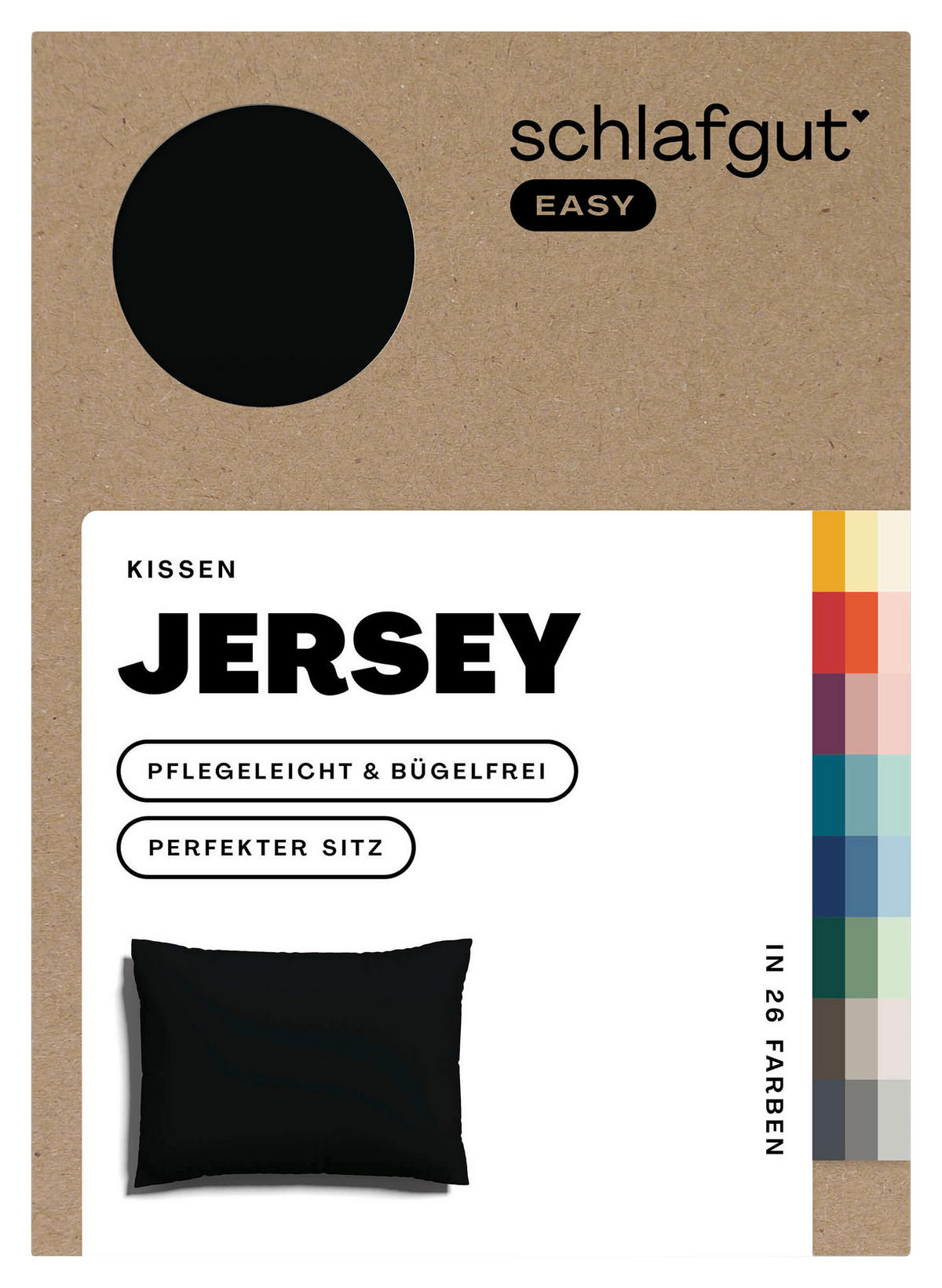 KOPFPOLSTERBEZUG EASY JERSEY 70/90 cm  - Schwarz, Basics, Textil (70/90cm) - Schlafgut