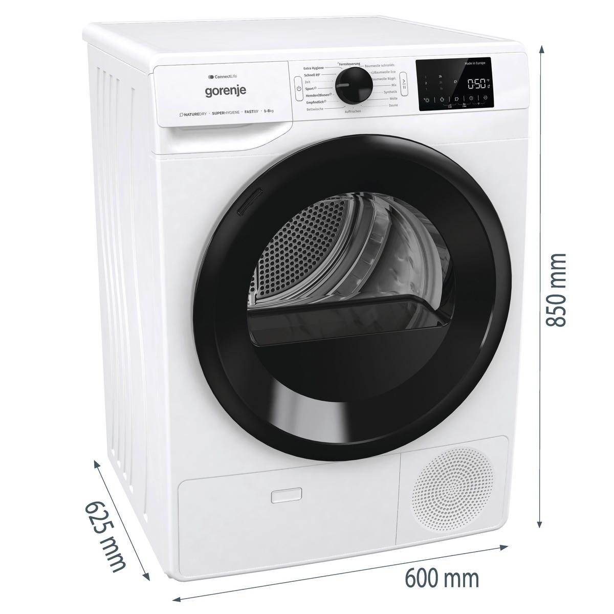 WÄRMEPUMPENTROCKNER DPNE82/GN  - Weiß, MODERN, Glas/Kunststoff (60/85/62,5cm) - Gorenje