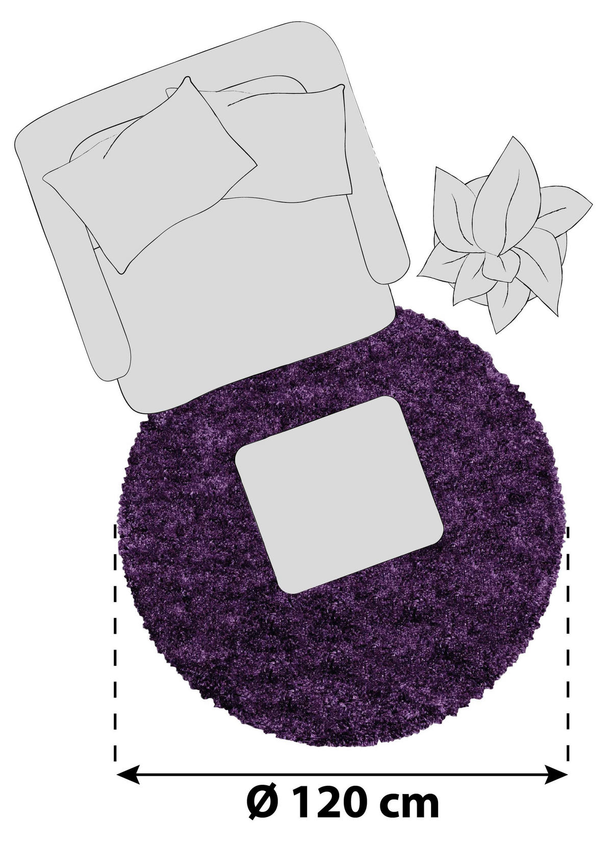 HOCHFLORTEPPICH 120 cm Fluffy 3500 Lila Lila  - Lila, Basics, Textil (120cm)