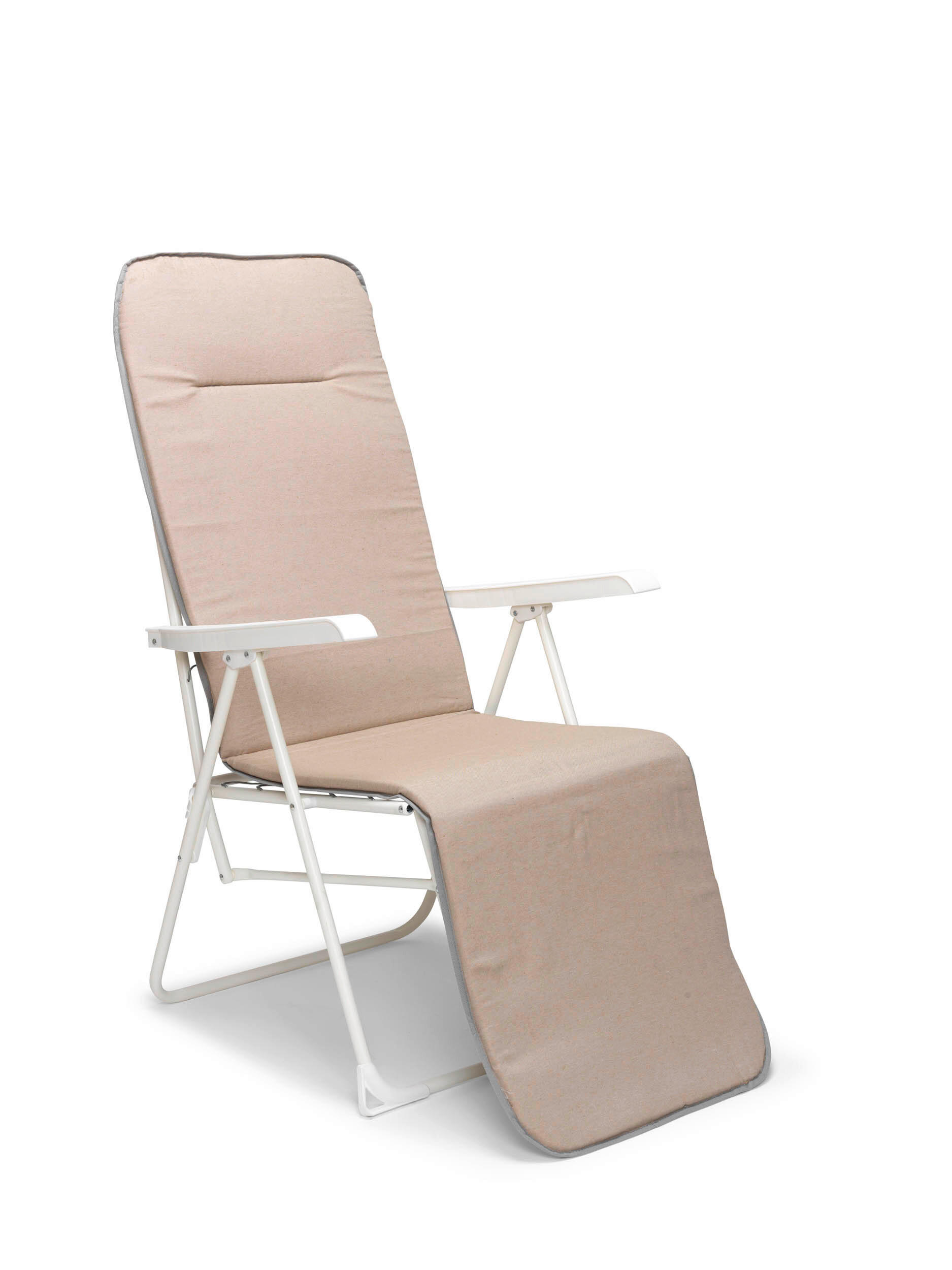 SONNENLIEGE 58/108/75 cm - Beige/Weiß, Basics, Textil/Metall (58/108/75cm)