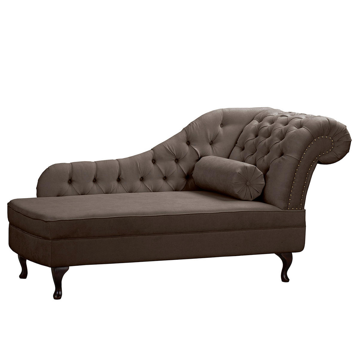 RÉCAMIERE Mikrofaser Graubraun  - Graubraun/Braun, Design, Holz/Textil (185/93/75cm) - Livetastic