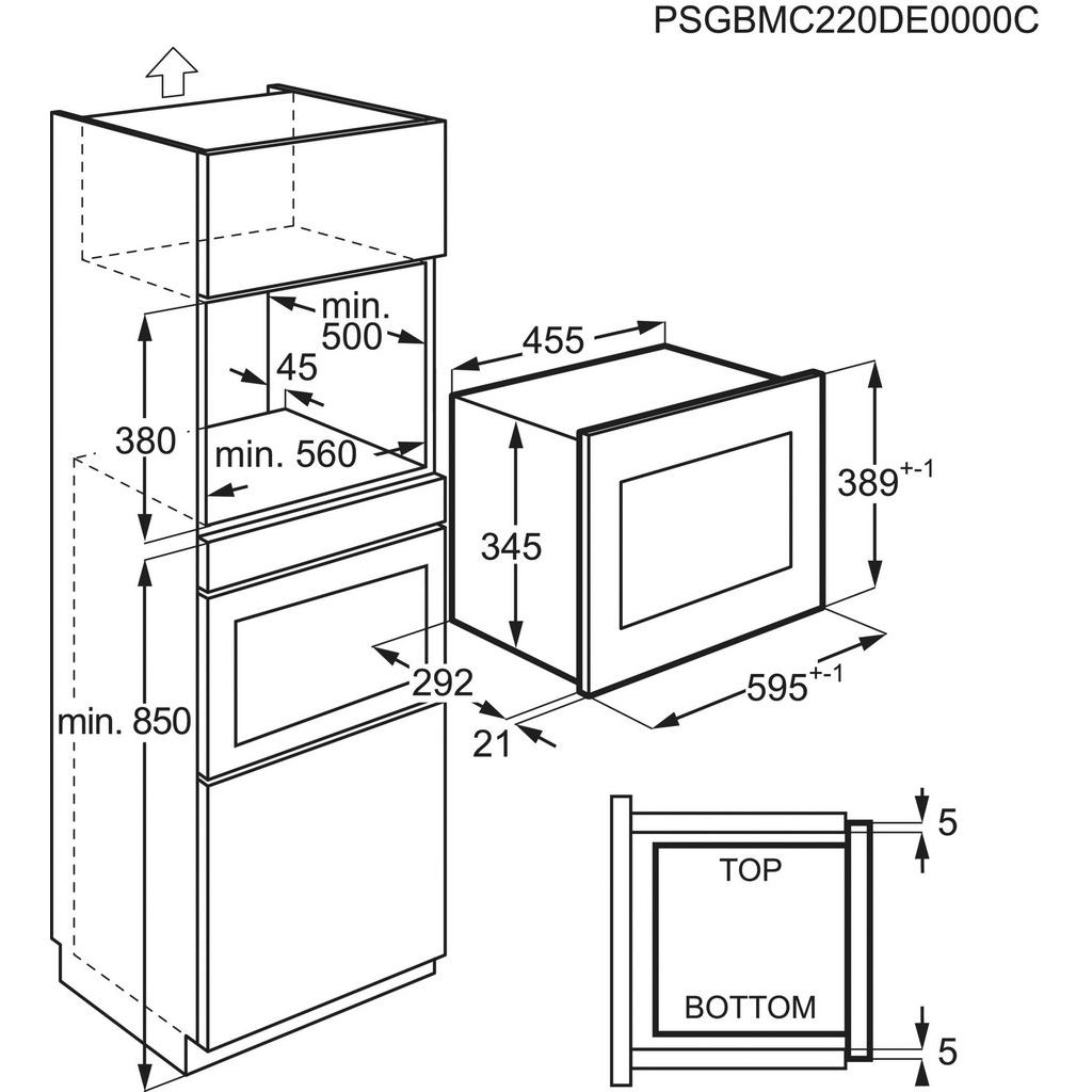 Thumbnail - Electrolux Einbaumikrowelle, Schwarz, Metall, Glas, 59.5x38.8x31.2 cm, Auftaufunktion, digitaler Timer, Signalton, Timer...