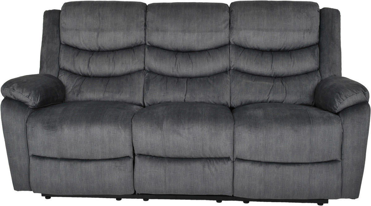 RECLINERSOFFA i mikrofiber grå  - svart/grå, Klassisk, metall/trä (195/103/100cm)