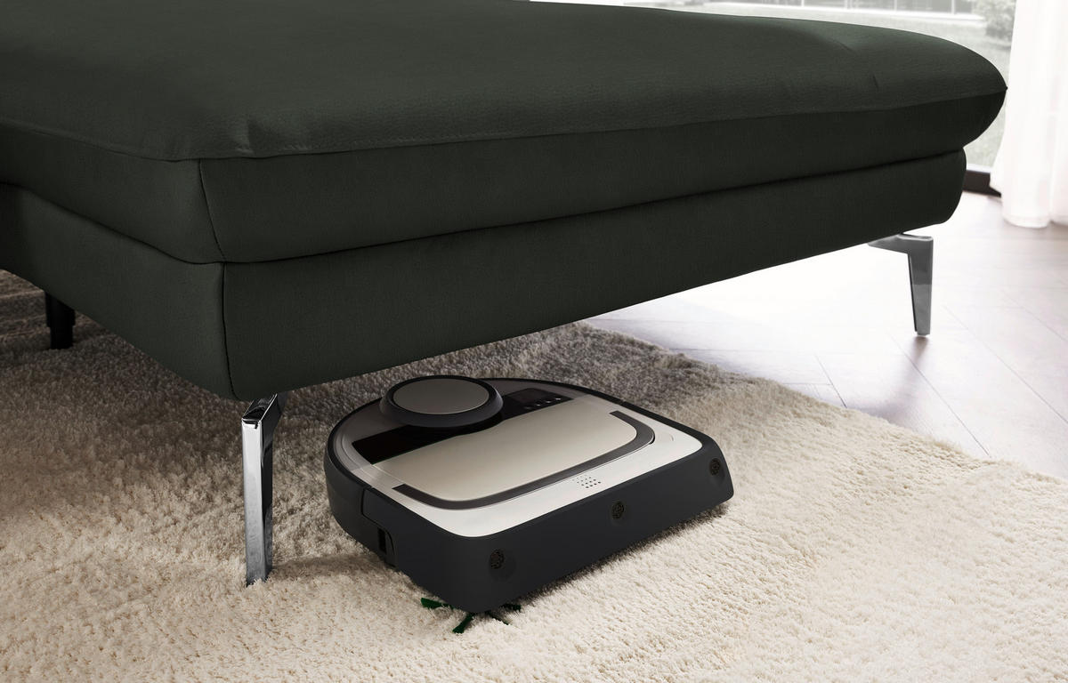 ECKSOFA in Echtleder Dunkelgrün  - Dunkelgrün/Schwarz, Design, Leder/Metall (325/157cm) - Dieter Knoll