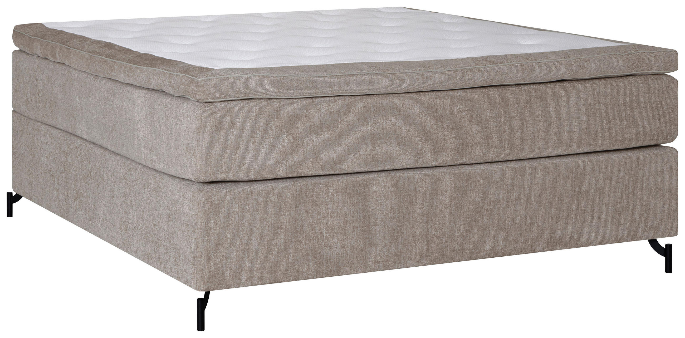 KONTINENTALSÄNG 180/200 cm  i beige  - beige/svart, Klassisk, metall/trä (180/200cm) - Ambiente