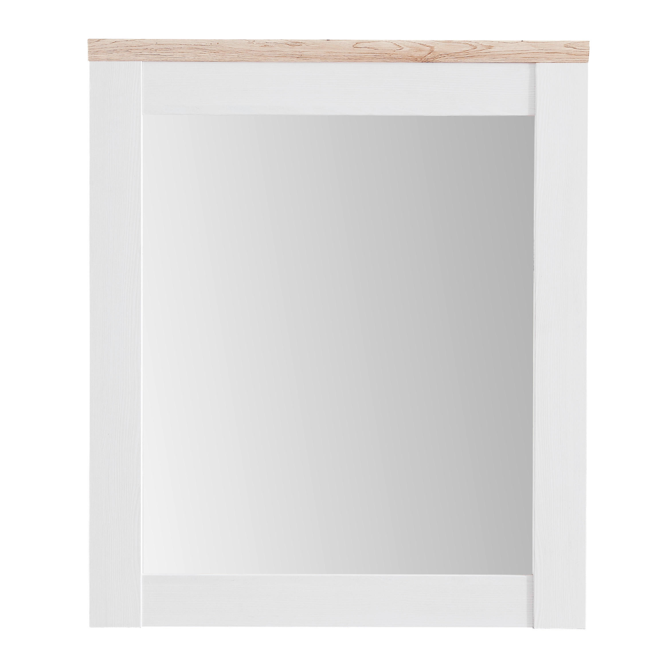 WANDSPIEGEL Weiß, Eichefarben - Eichefarben/Weiß, Design, Glas/Holzwerkstoff (76/91/4cm) - Xora