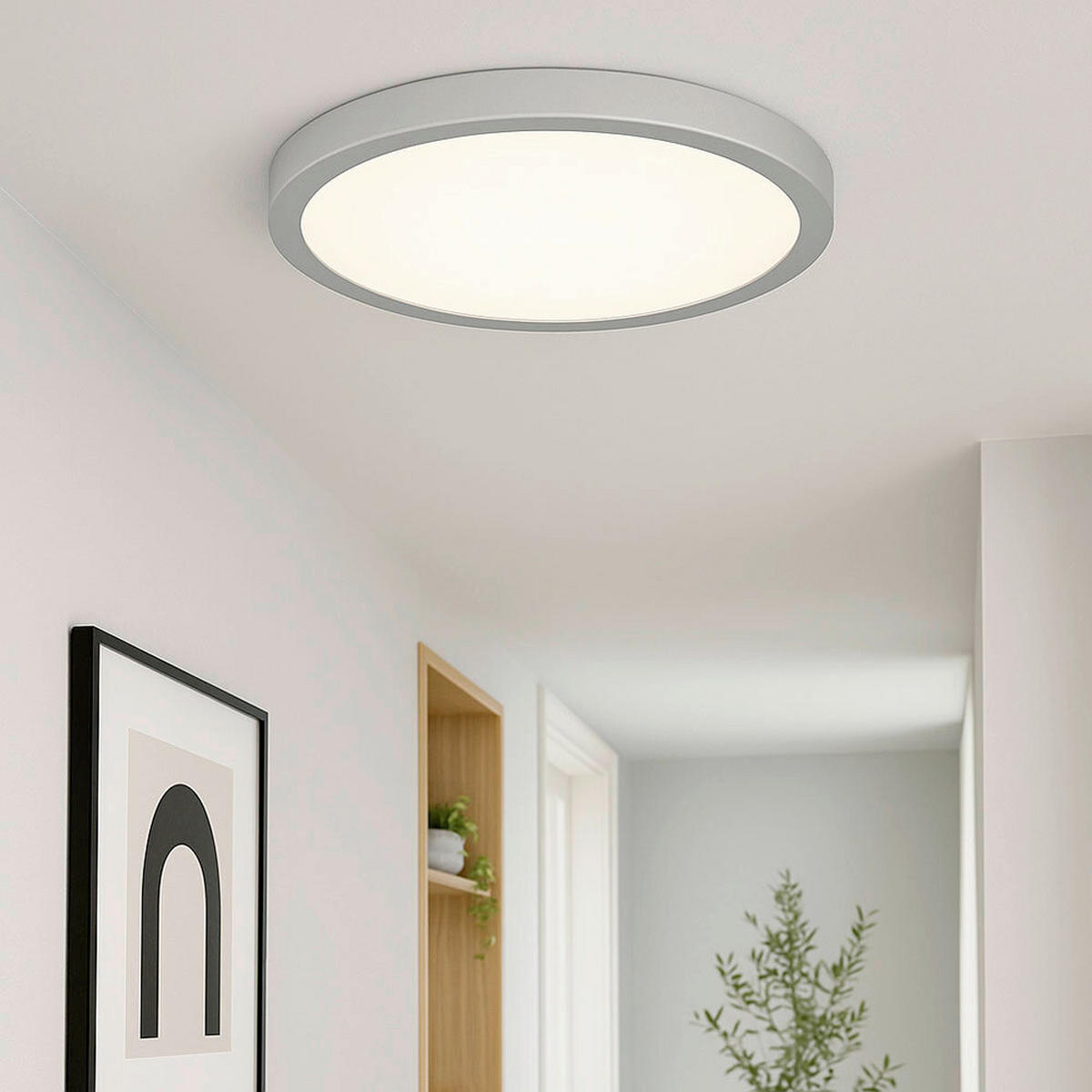 AUFBAULEUCHTE 30/3,2 cm   - Chromfarben/Weiß, Design, Kunststoff/Metall (30/3,2cm) - Globo