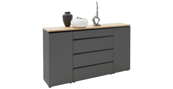 SIDEBOARD 180/102/41 cm  - Eichefarben/Schwarz, Design, Holz/Holzwerkstoff (180/102/41cm) - Dieter Knoll