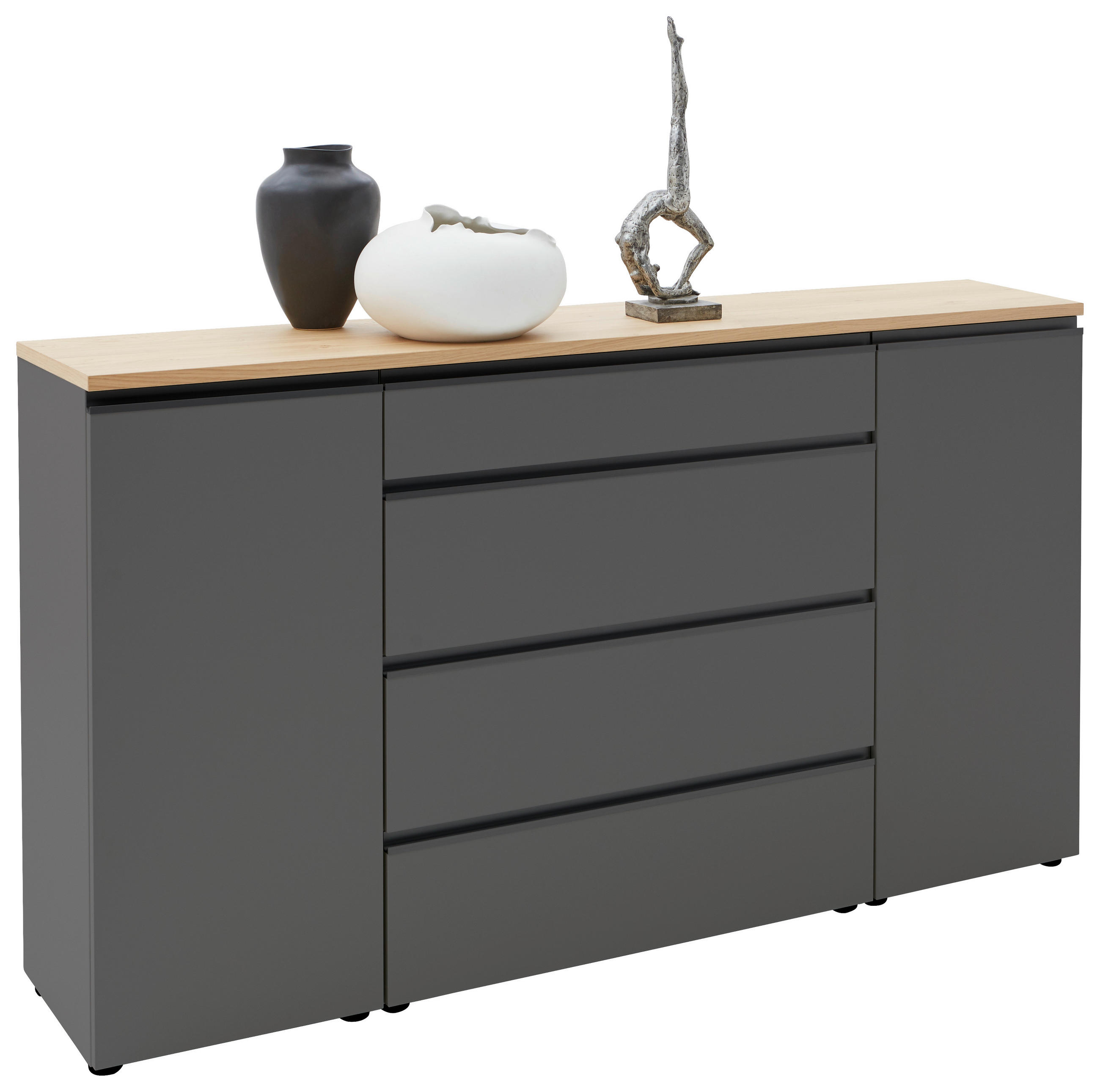 Dieter Knoll Sideboard Grau, Eiche 180x102x41 cm